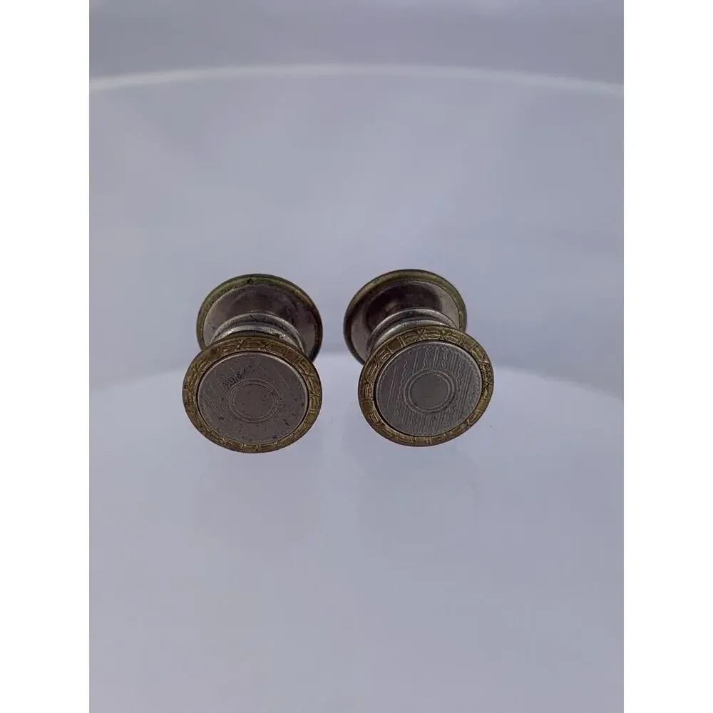 Art Deco Wavy Silver Gold Tone Cufflinks Repousse Snap Link Vintage